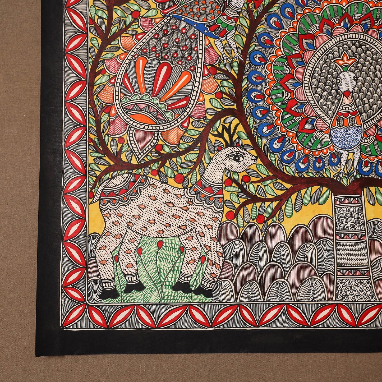 Handpainted madhubani painting by hira devi (22 x 30 in) 05
