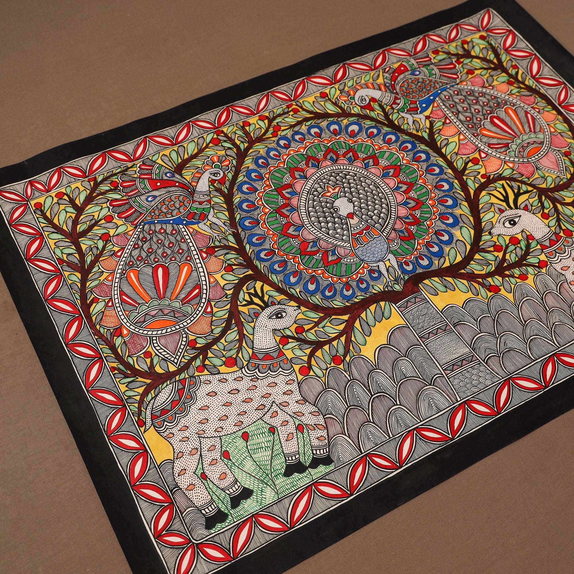 Handpainted madhubani painting by hira devi (22 x 30 in) 05