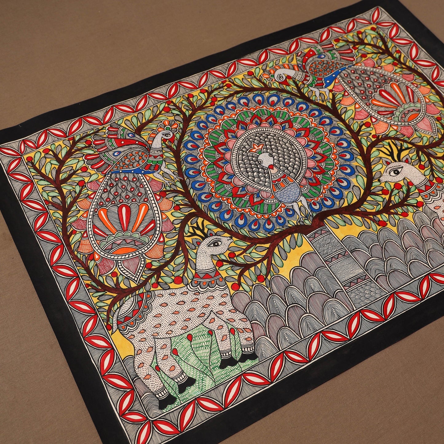 Handpainted madhubani painting by hira devi (22 x 30 in) 05