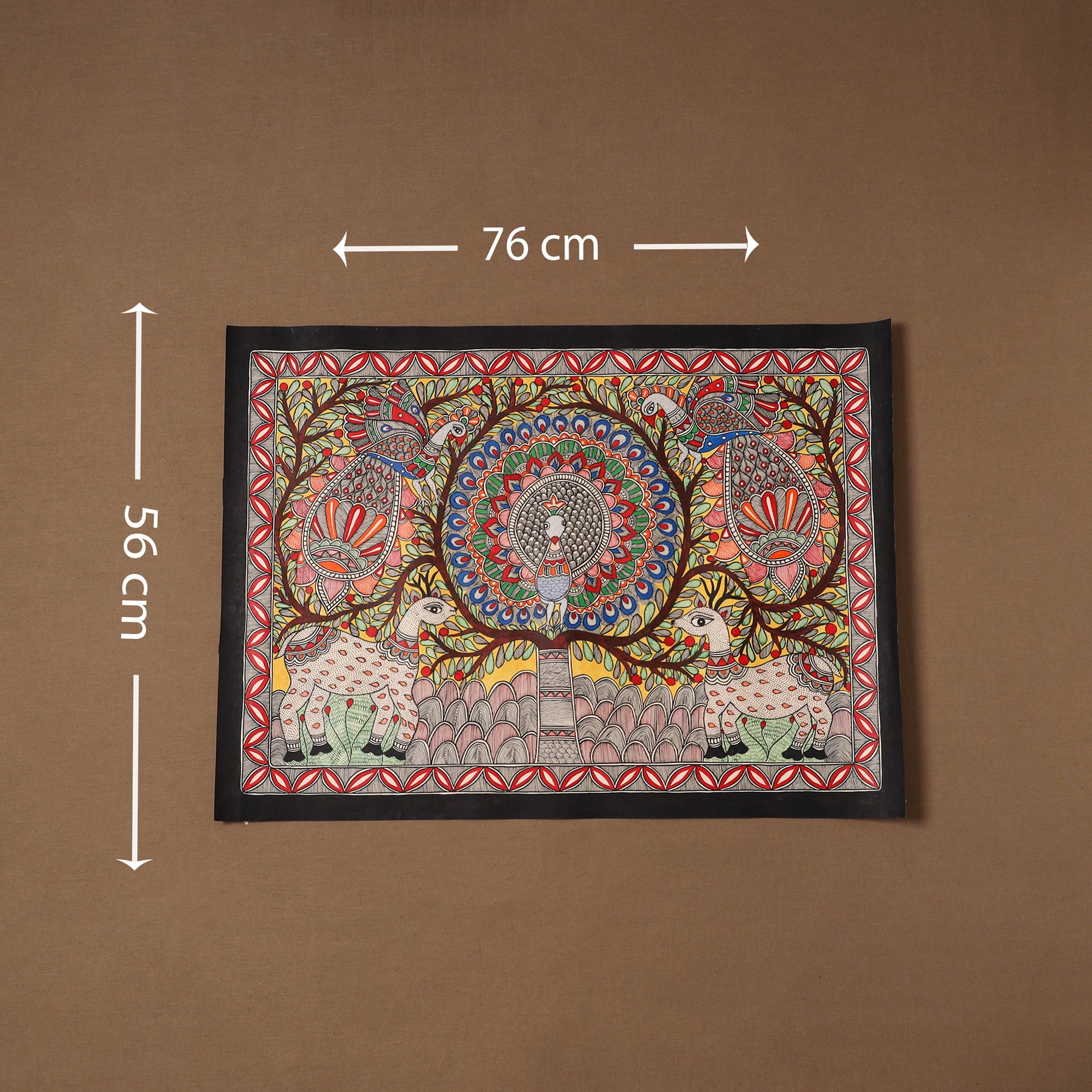 Handpainted madhubani painting by hira devi (22 x 30 in) 05