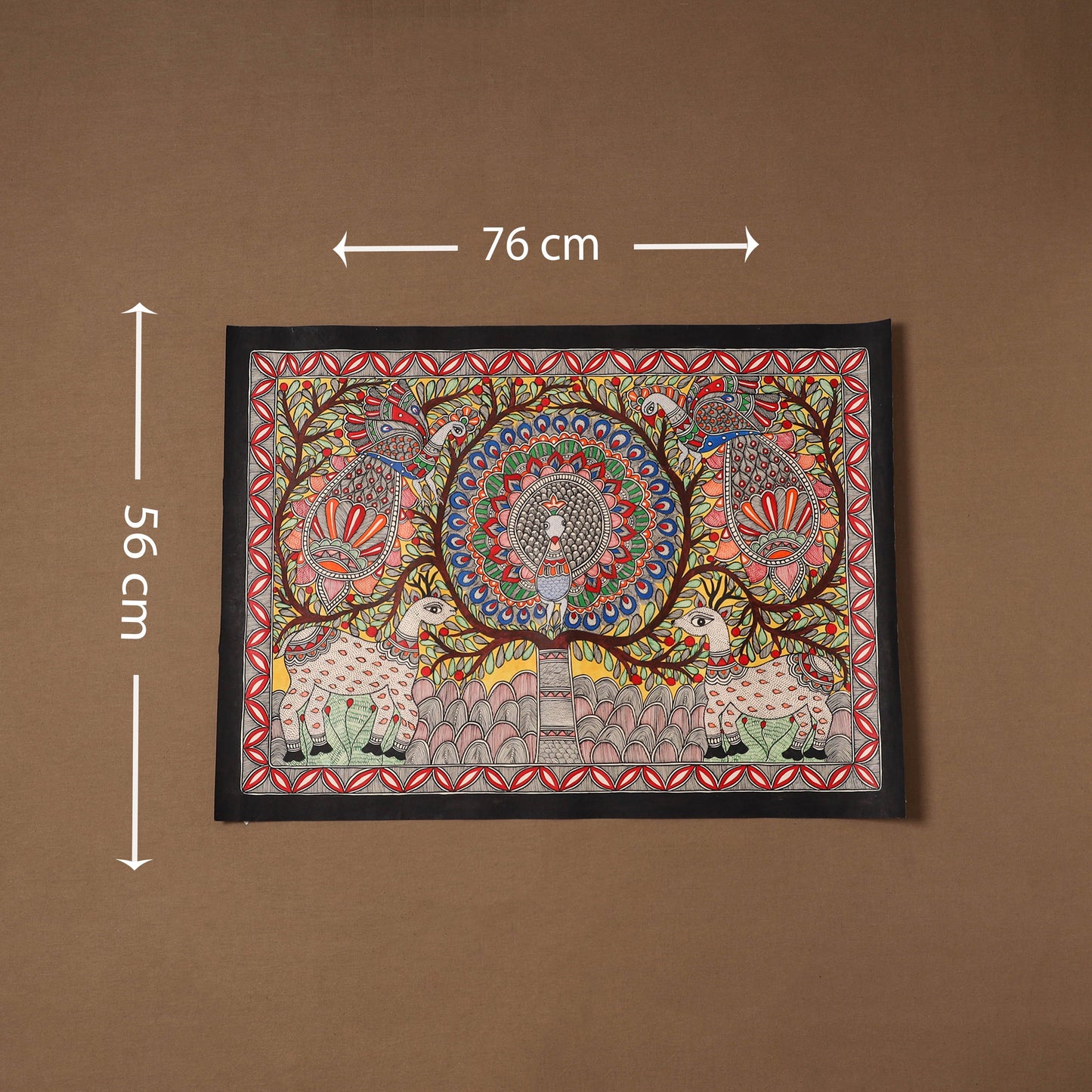 Handpainted madhubani painting by hira devi (22 x 30 in) 05