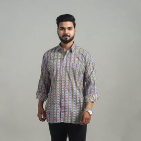 Buy Multicolor Full Sleeve Cotton Men Sanganeri Print Shirt