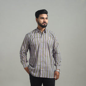 Buy Multicolor Full Sleeve Cotton Men Sanganeri Print Shirt