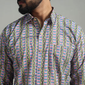 Buy Multicolor Full Sleeve Cotton Men Sanganeri Print Shirt