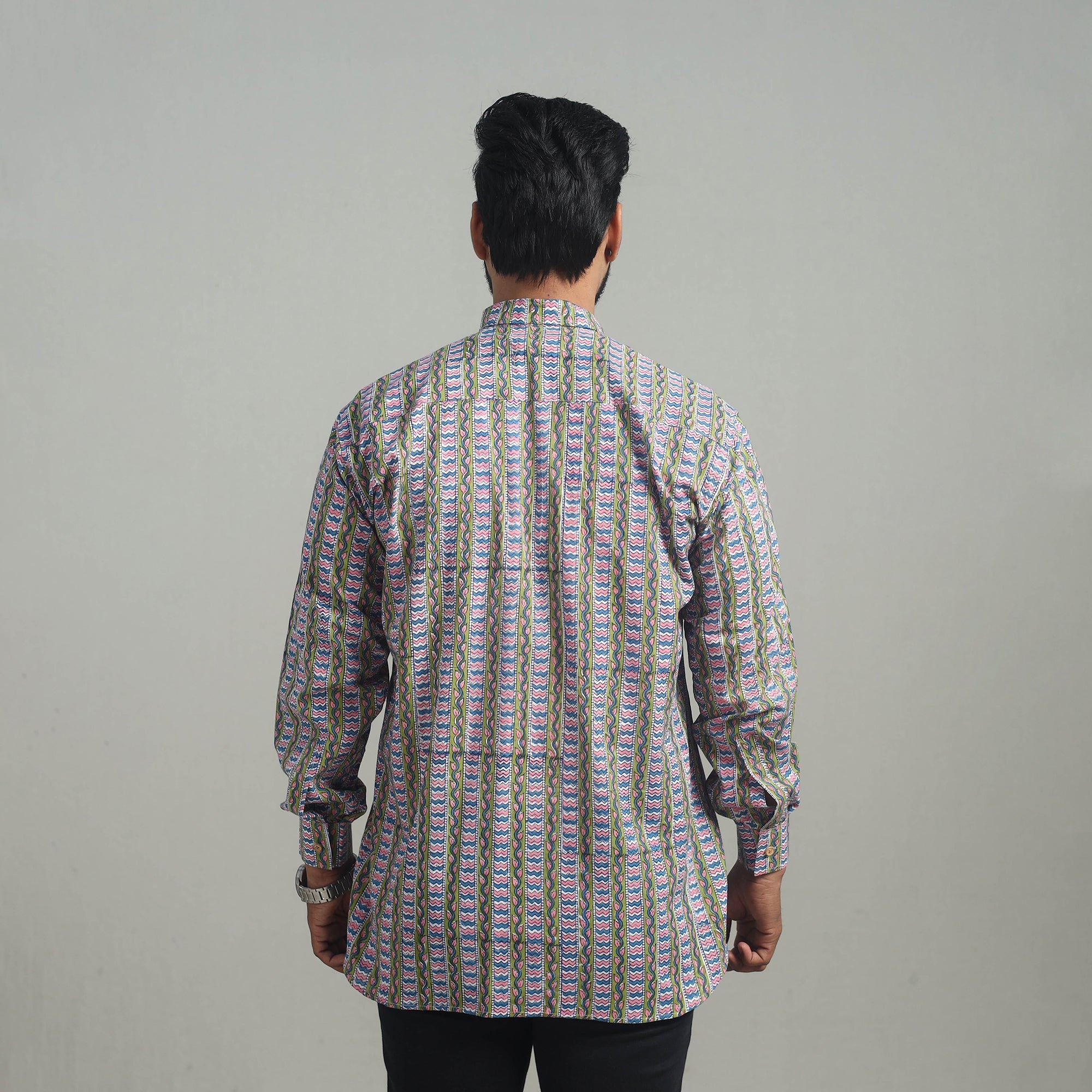 Buy Multicolor Full Sleeve Cotton Men Sanganeri Print Shirt