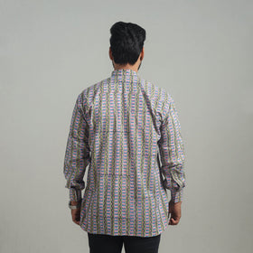 Buy Multicolor Full Sleeve Cotton Men Sanganeri Print Shirt