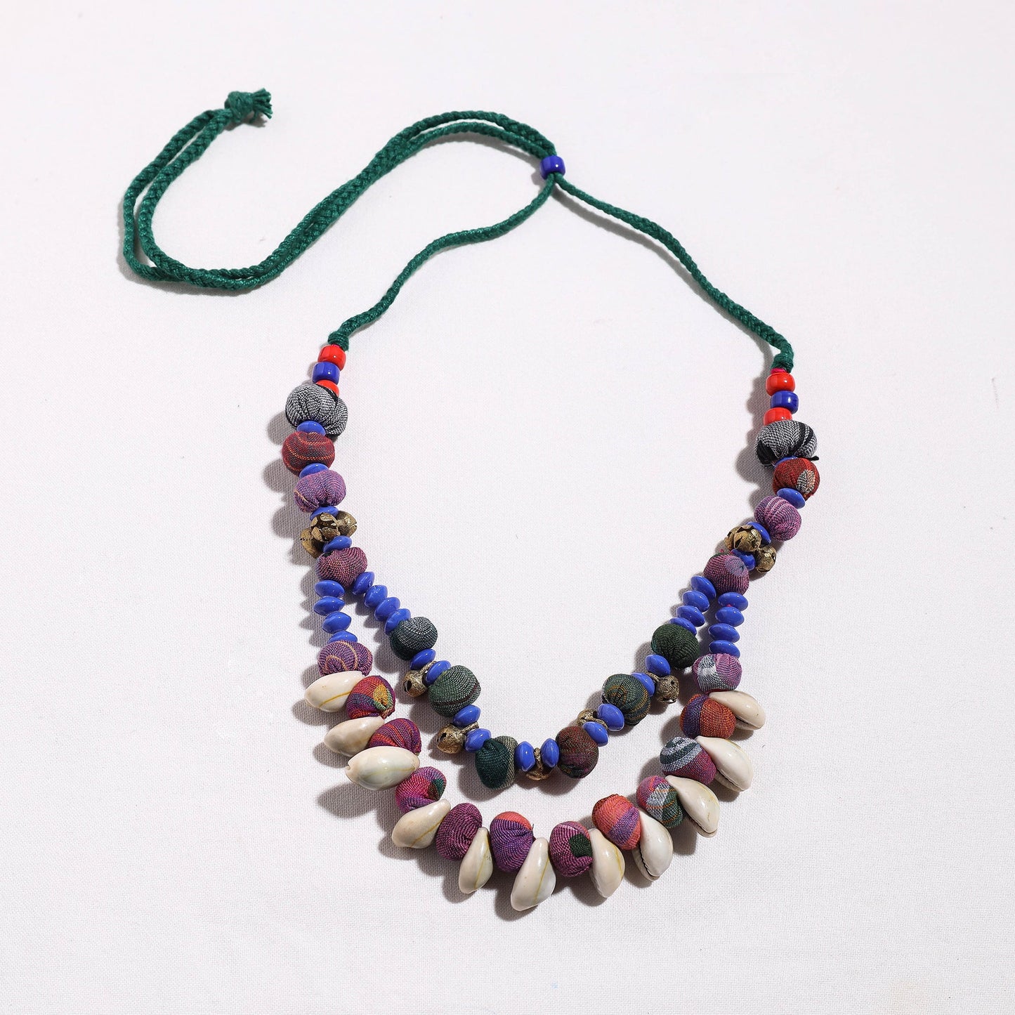 Buy Gamcha Fabric Cowry & Beadwork Necklace by Rangila Dhaga Online at iTokri.com