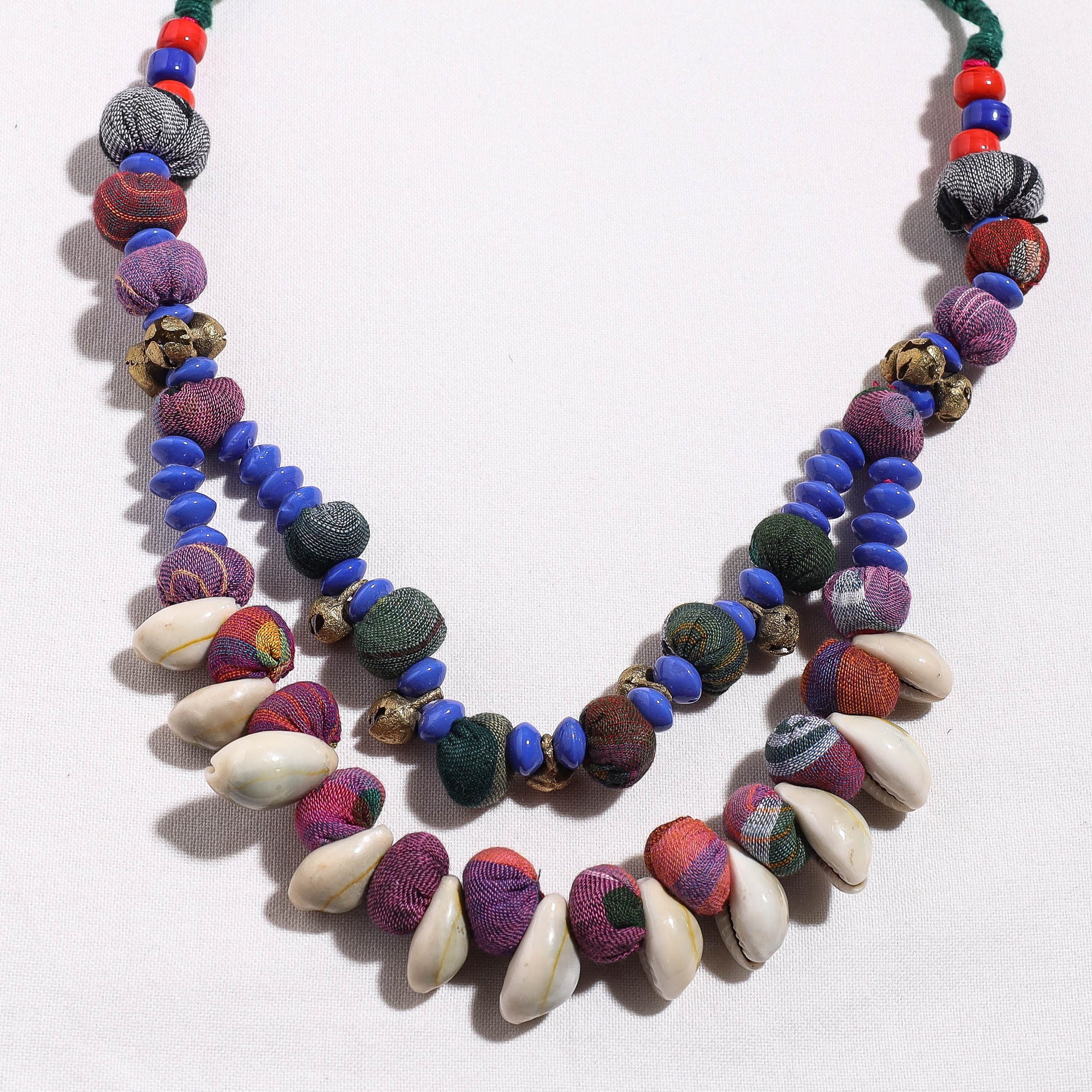 Buy Gamcha Fabric Cowry & Beadwork Necklace by Rangila Dhaga Online at iTokri.com