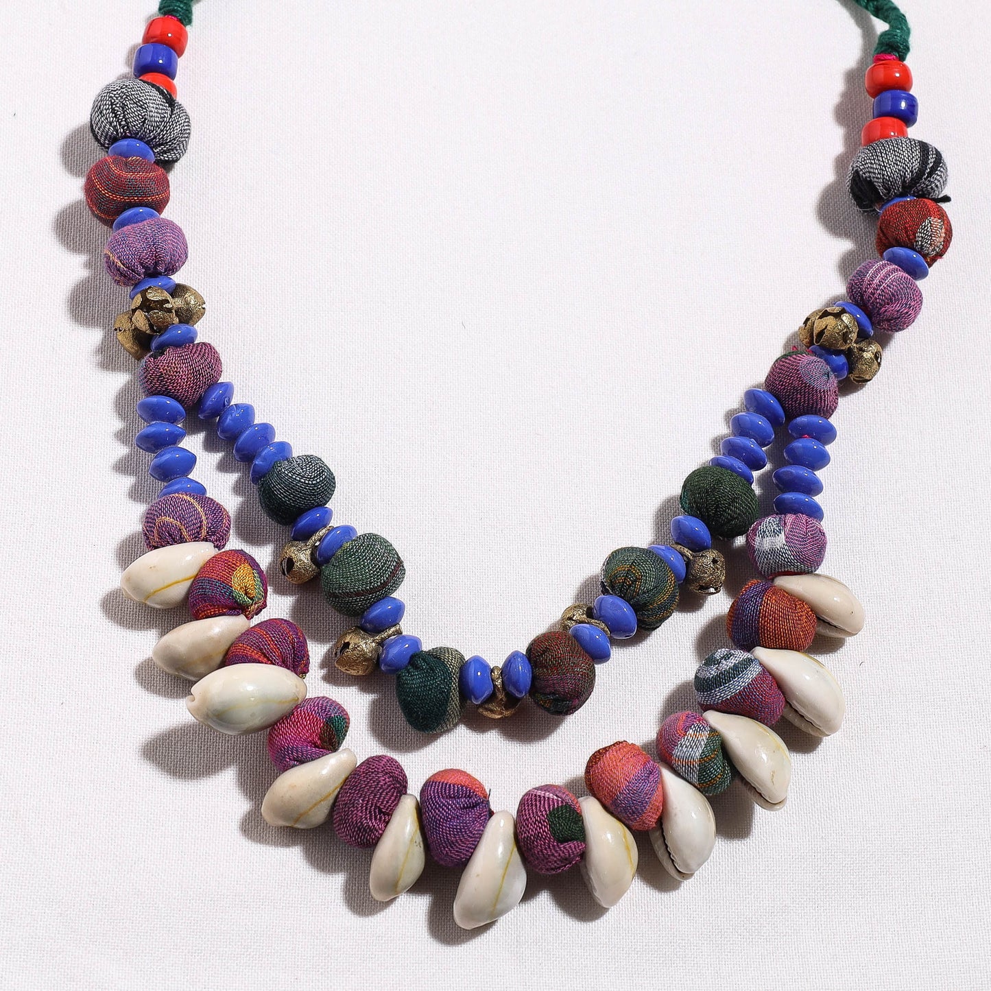 Buy Gamcha Fabric Cowry & Beadwork Necklace by Rangila Dhaga Online at iTokri.com