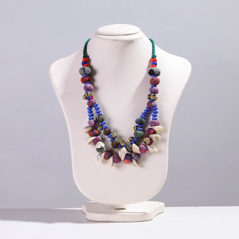 Buy Gamcha Fabric Cowry & Beadwork Necklace by Rangila Dhaga Online at iTokri.com