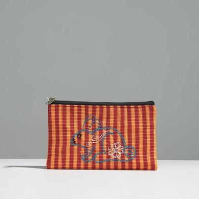  Gamcha Fabric Hand Embroidered Jewelry Pouch 