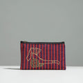 Multicolor Gamcha Fabric Hand Embroidered Jewelry Pouch 