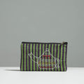 Multicolor Gamcha Fabric Hand Embroidered Jewelry Pouch
