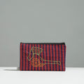 Multicolor Gamcha Fabric Hand Embroidered Jewelry Pouch 