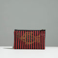 Multicolor Gamcha Fabric Hand Embroidered Jewelry Pouch 