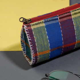 Multicolor Gamcha Fabric Hand Embroidered Spectacle Case