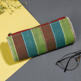 Multicolor Gamcha Fabric Hand Embroidered Spectacle Case