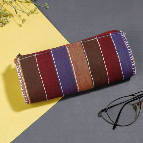Multicolor Gamcha Fabric Hand Embroidered Spectacle Case