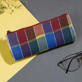 Multicolor Gamcha Fabric Hand Embroidered Spectacle Case
