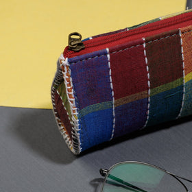 Multicolor Gamcha Fabric Hand Embroidered Spectacle Case