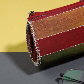 Multicolor Gamcha Fabric Hand Embroidered Spectacle Case