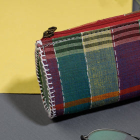 Multicolor Gamcha Fabric Hand Embroidered Spectacle Case