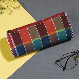 Multicolor Gamcha Fabric Hand Embroidered Spectacle Case