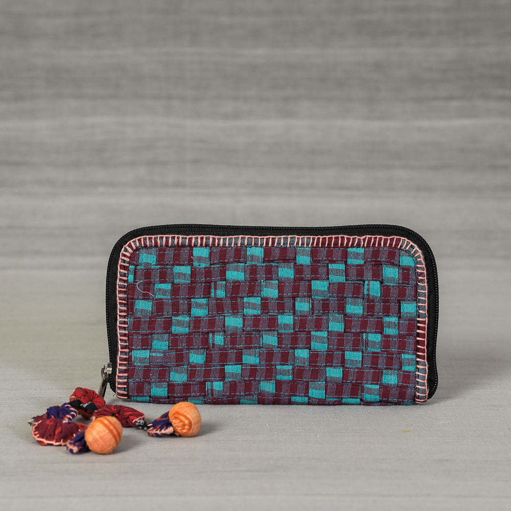 Multicolor Gamcha Fabric Handmade Clutch Wallet by Rangila Dhaga