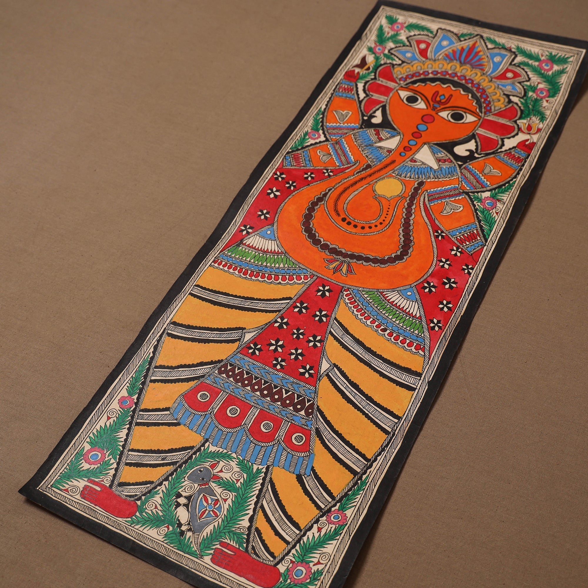 Handpainted madhubani painting by hira devi (30 x 11 in) 18