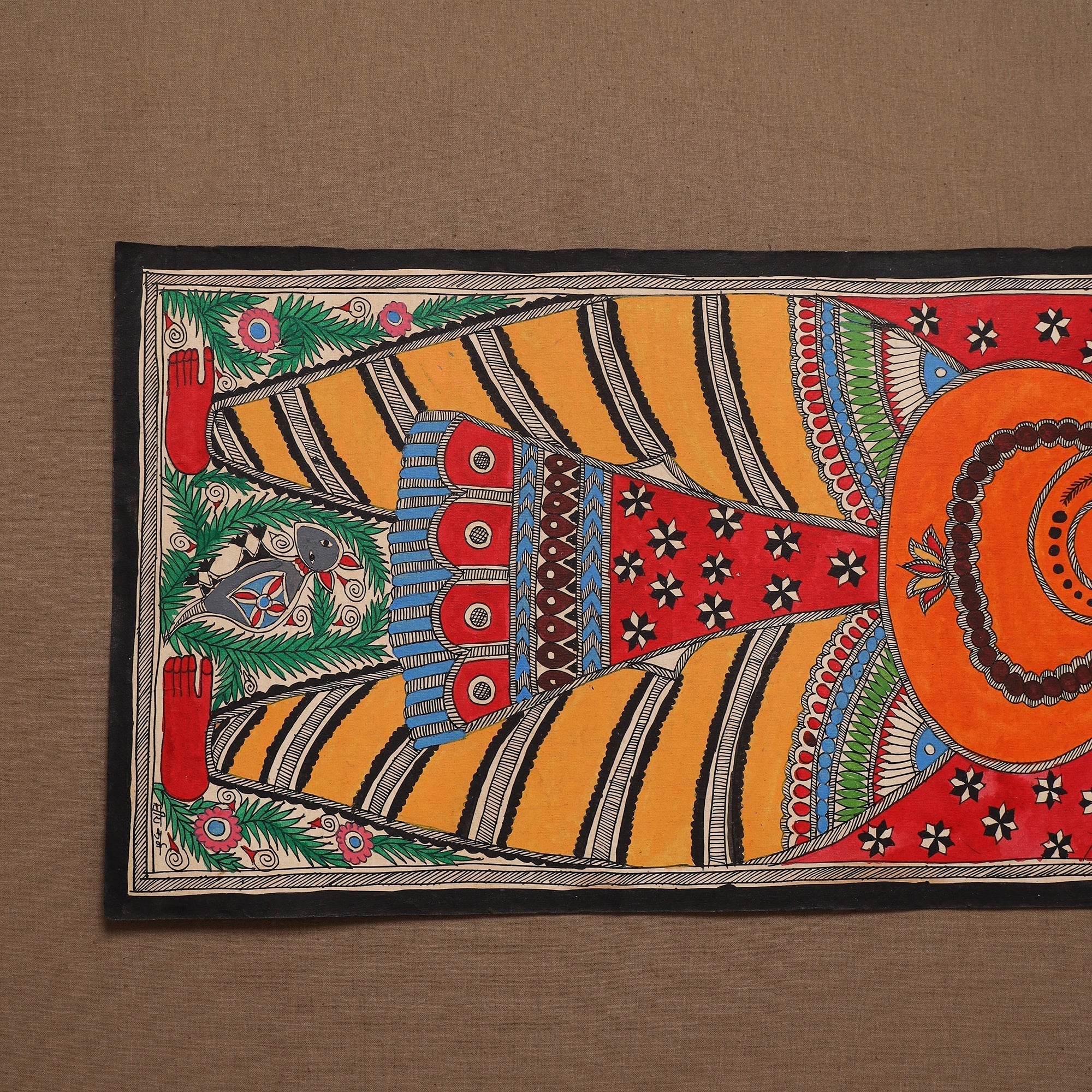 Handpainted madhubani painting by hira devi (30 x 11 in) 18