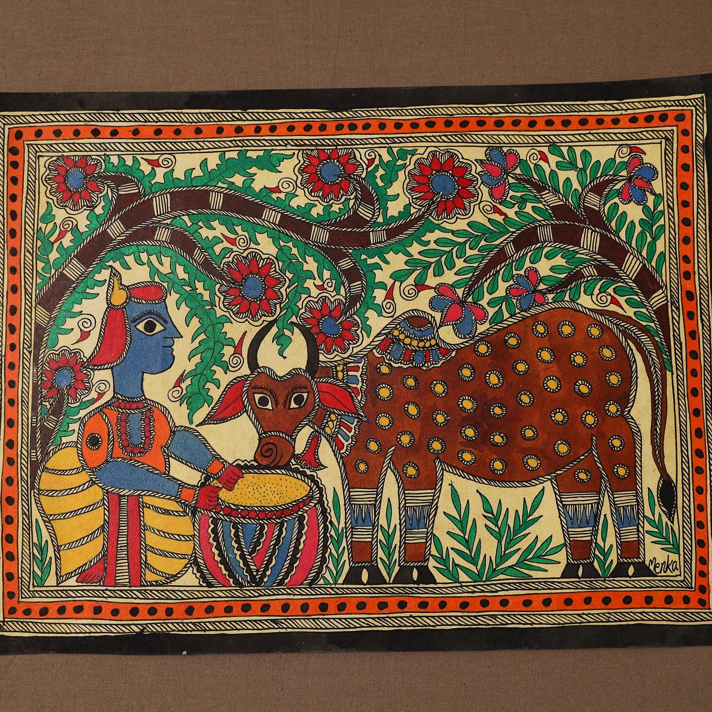Handpainted madhubani painting by hira devi (11 x 15 in) 28