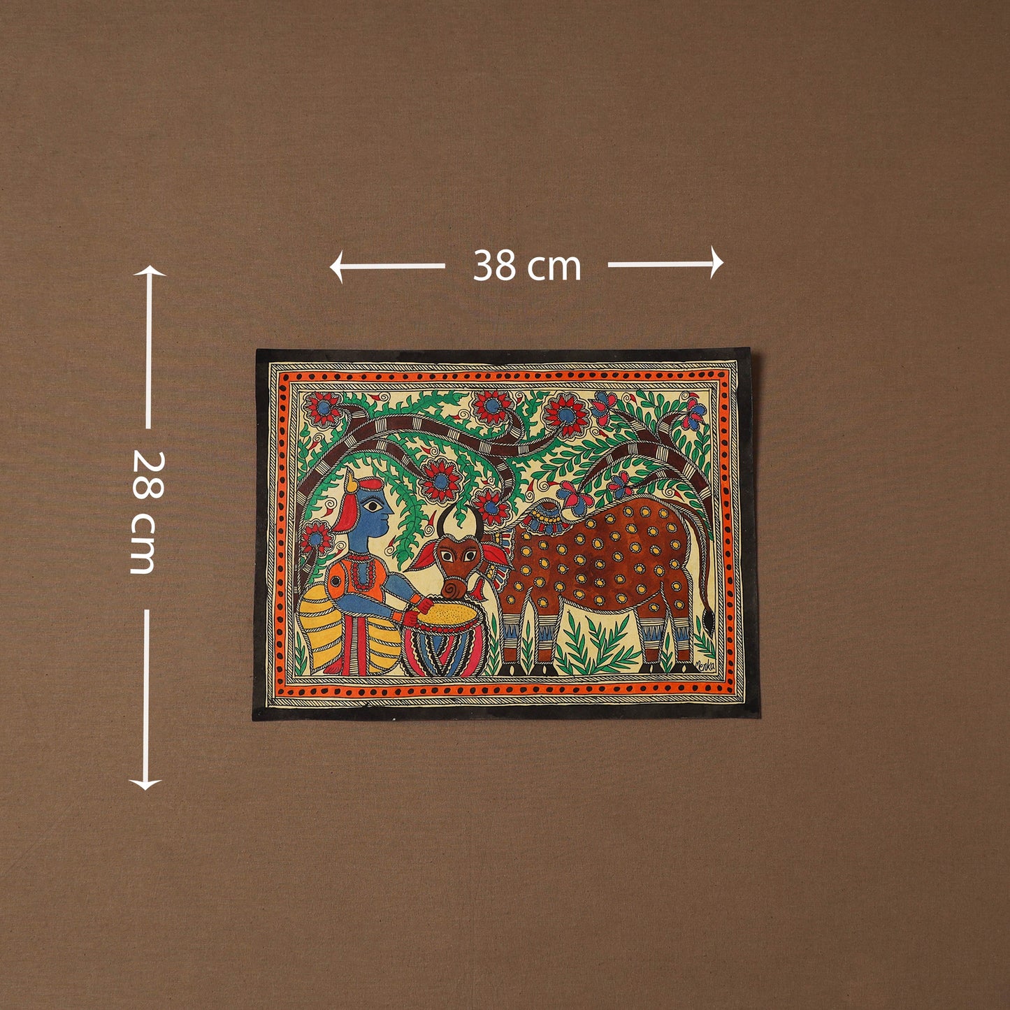 Handpainted madhubani painting by hira devi (11 x 15 in) 28