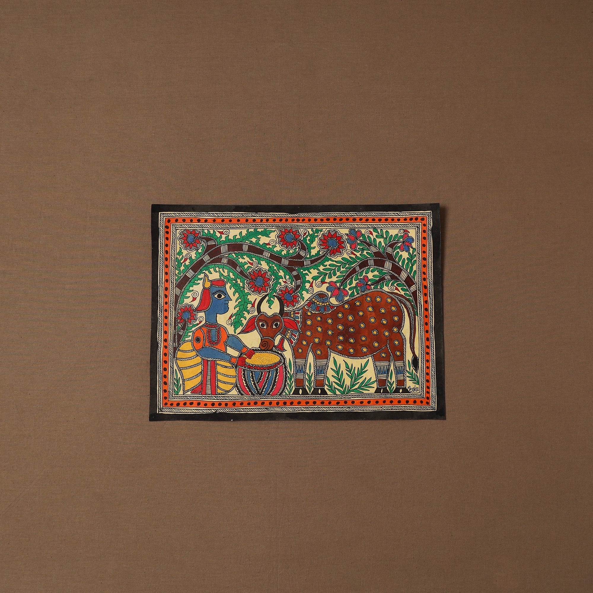 Handpainted madhubani painting by hira devi (11 x 15 in) 28