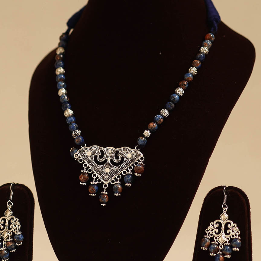 Multicolor - german silver necklace set with glass stones
