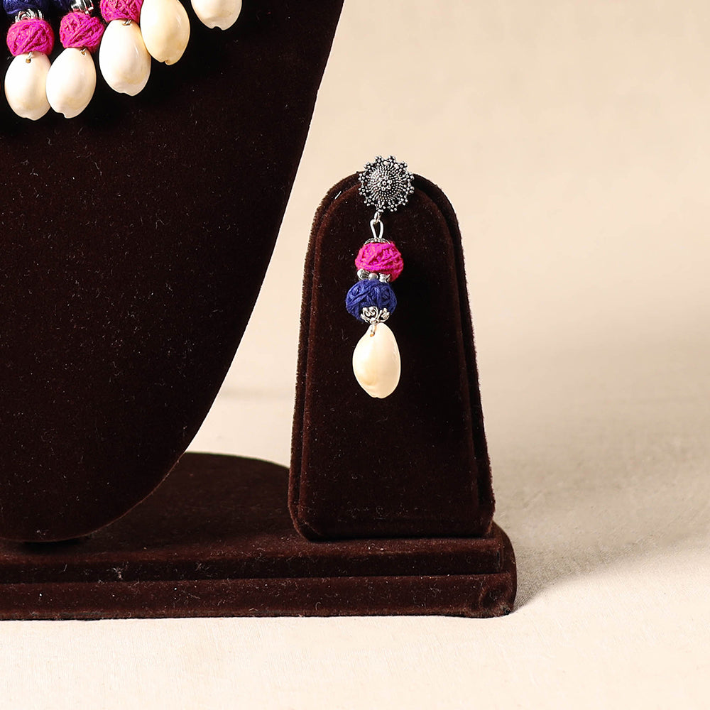 German Silver Necklace Set with Shell & Thread Beads