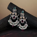 White German Silver-Plated Ethnic Drop Earrings
