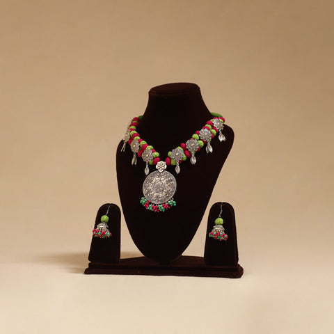 German silver thread beads necklace set 03 - handcrafted