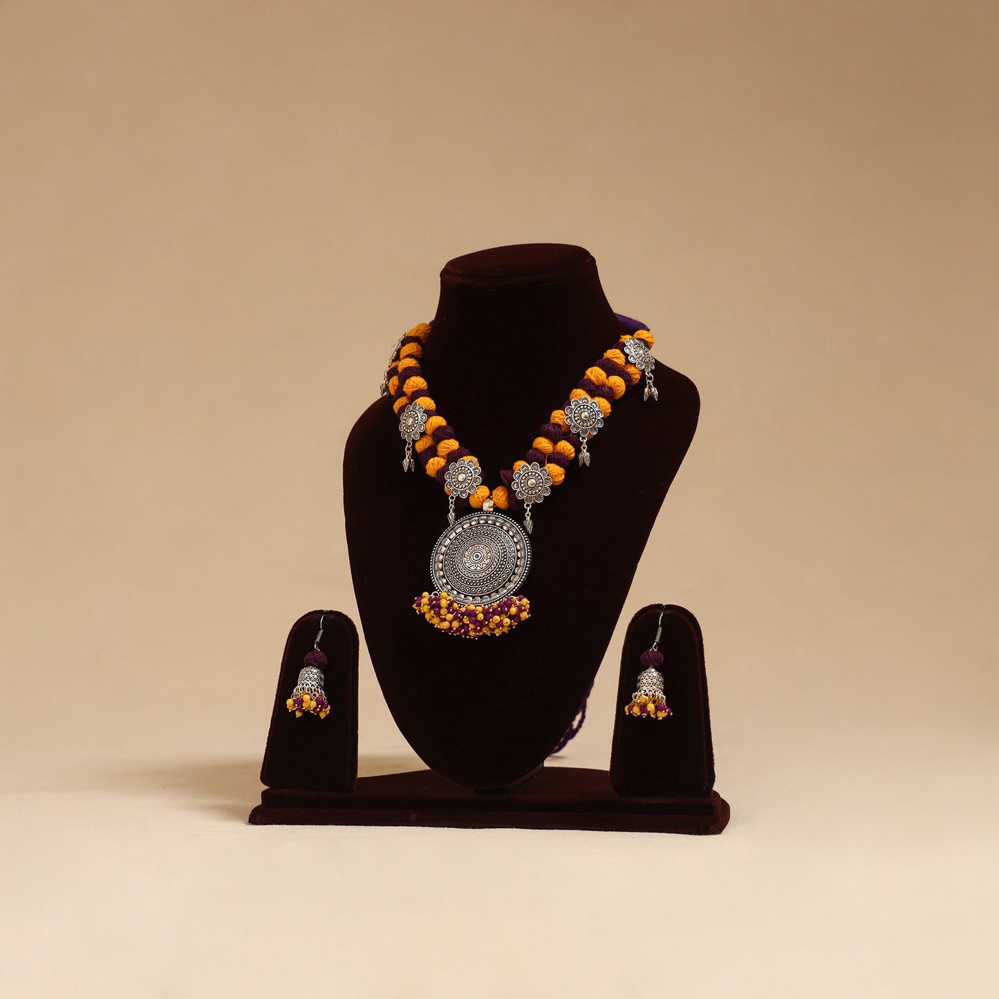 German silver thread beads necklace set 05 - handcrafted