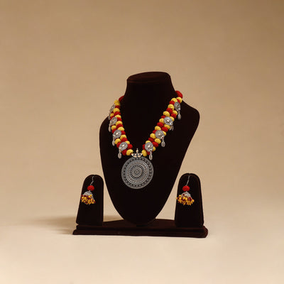 German silver thread beads necklace set 11 - handcrafted