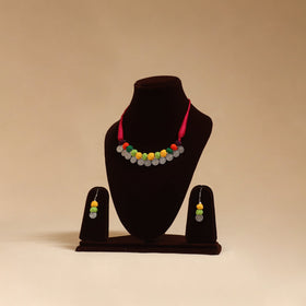 German silver thread beads necklace set 20 - handcrafted