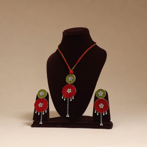 German silver thread necklace set 03 - handcrafted