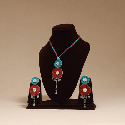 German silver thread necklace set 04 - handcrafted