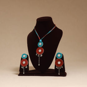 German silver thread necklace set 04 - handcrafted