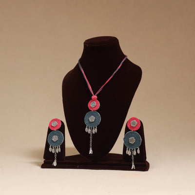 German silver thread necklace set 05 - handcrafted