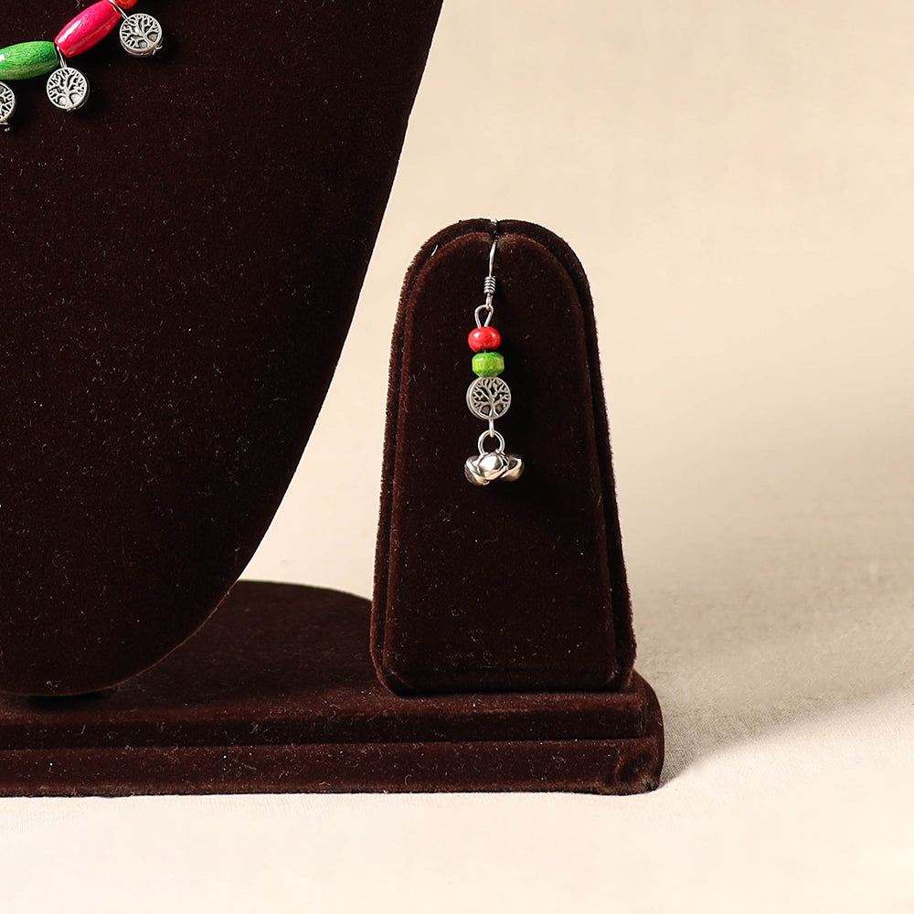 Multicolor German Silver Wooden Beads Necklace Set