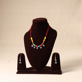 Multicolor German Silver Wooden Beads Necklace Set