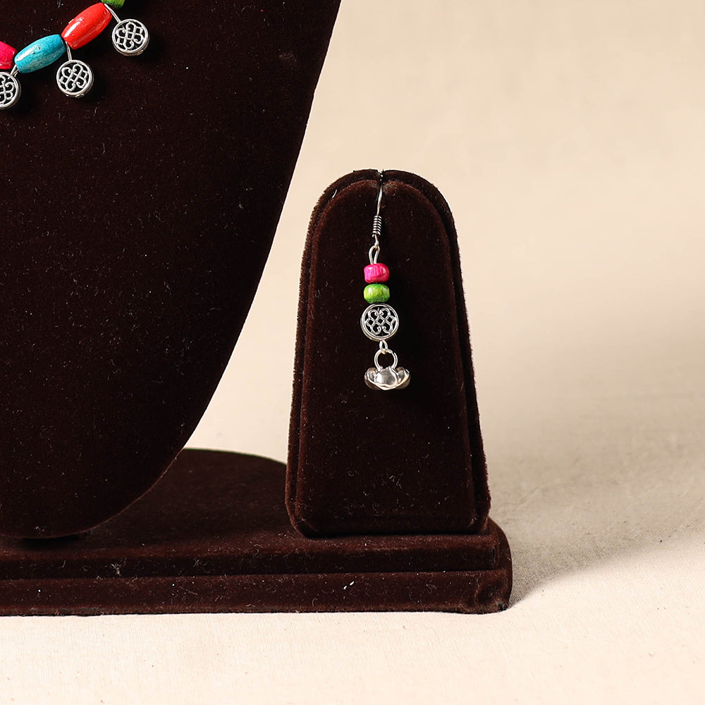 Multicolor German Silver Wooden Beads Necklace Set