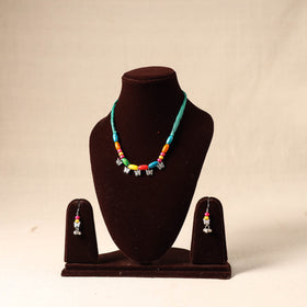 Multicolor German Silver Wooden Beads Necklace Set