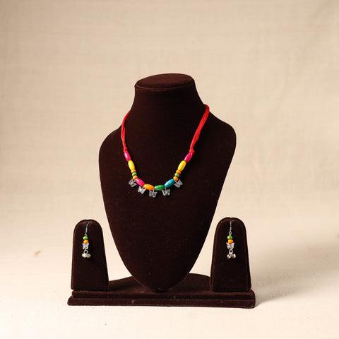 Multicolor - german silver wooden beads necklace set 06