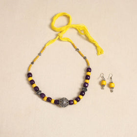 Multicolor - german silver wooden beads necklace set 86